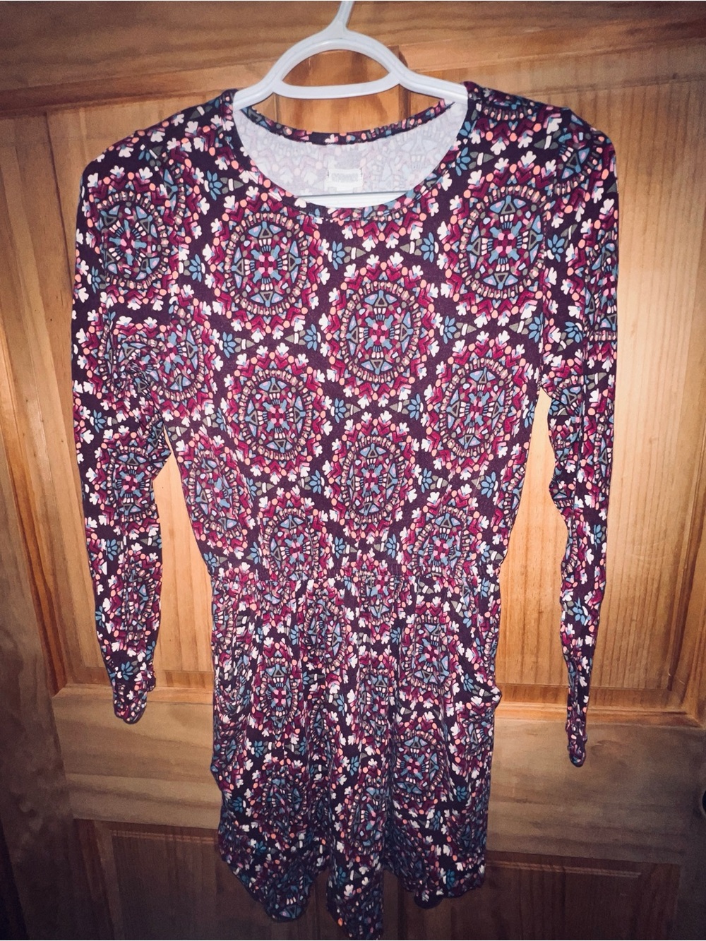 Gymboree Maroon Floral Medallion Long-Sleeve Dress
